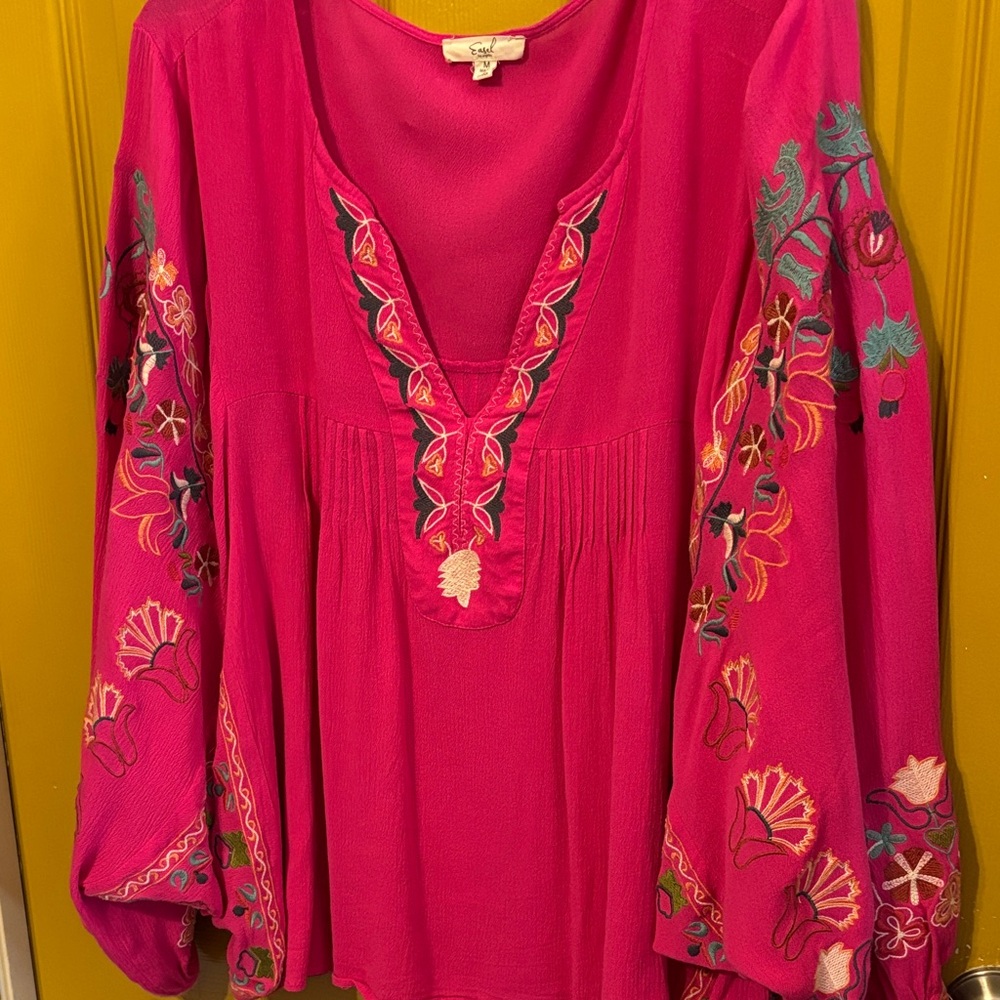 Vibrant Pink Embroidered Blouse